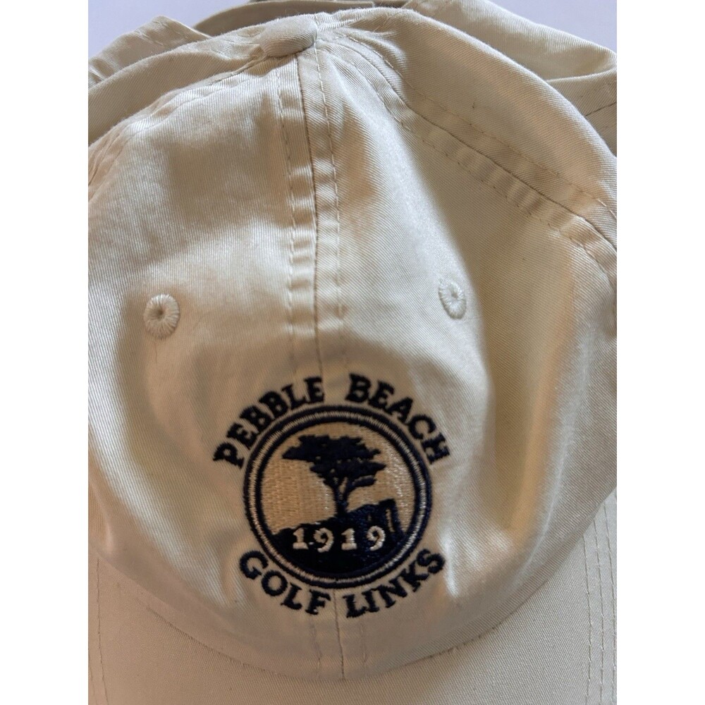 Pebble Beach Golf Links Hat Ahead Ball Cap Adjustable Cream Tan Vintage 1919 - Picture 8 of 9